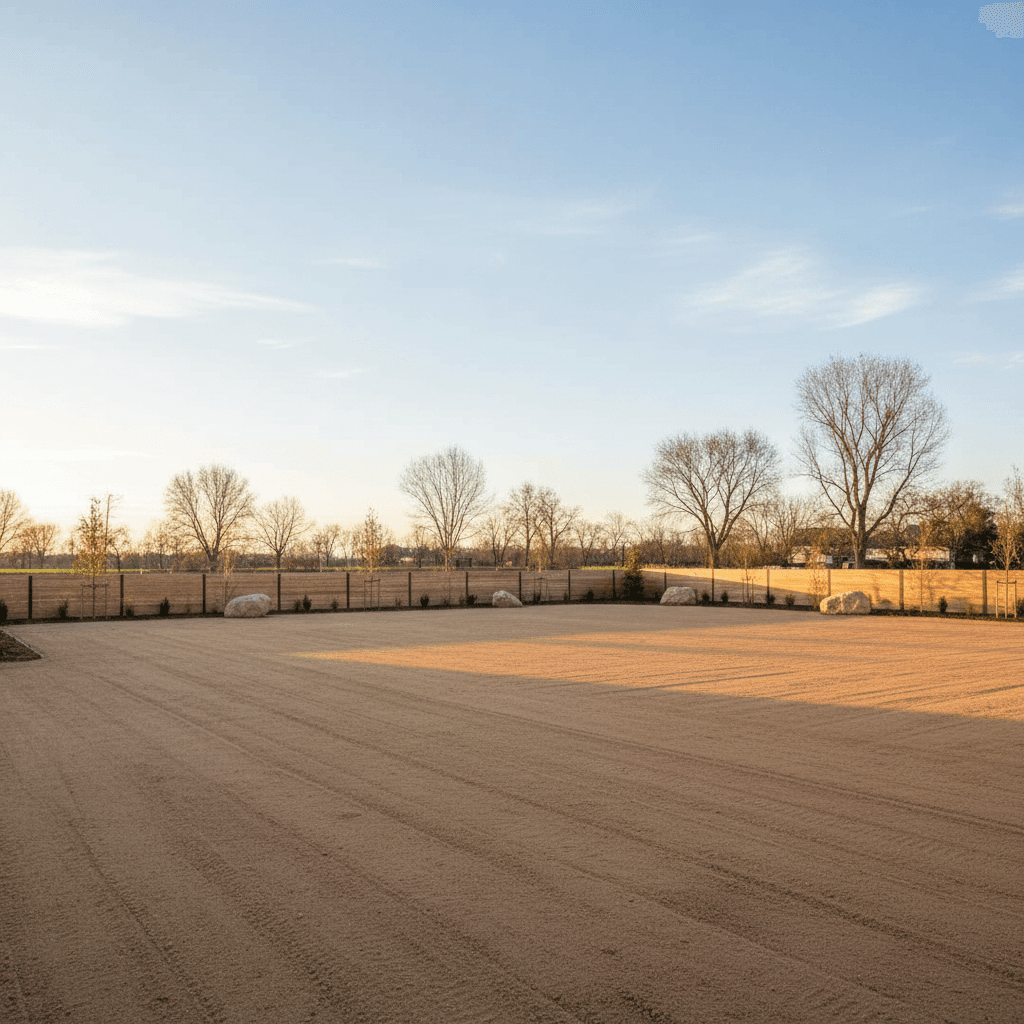 Empty yard ready for use after debris hauling