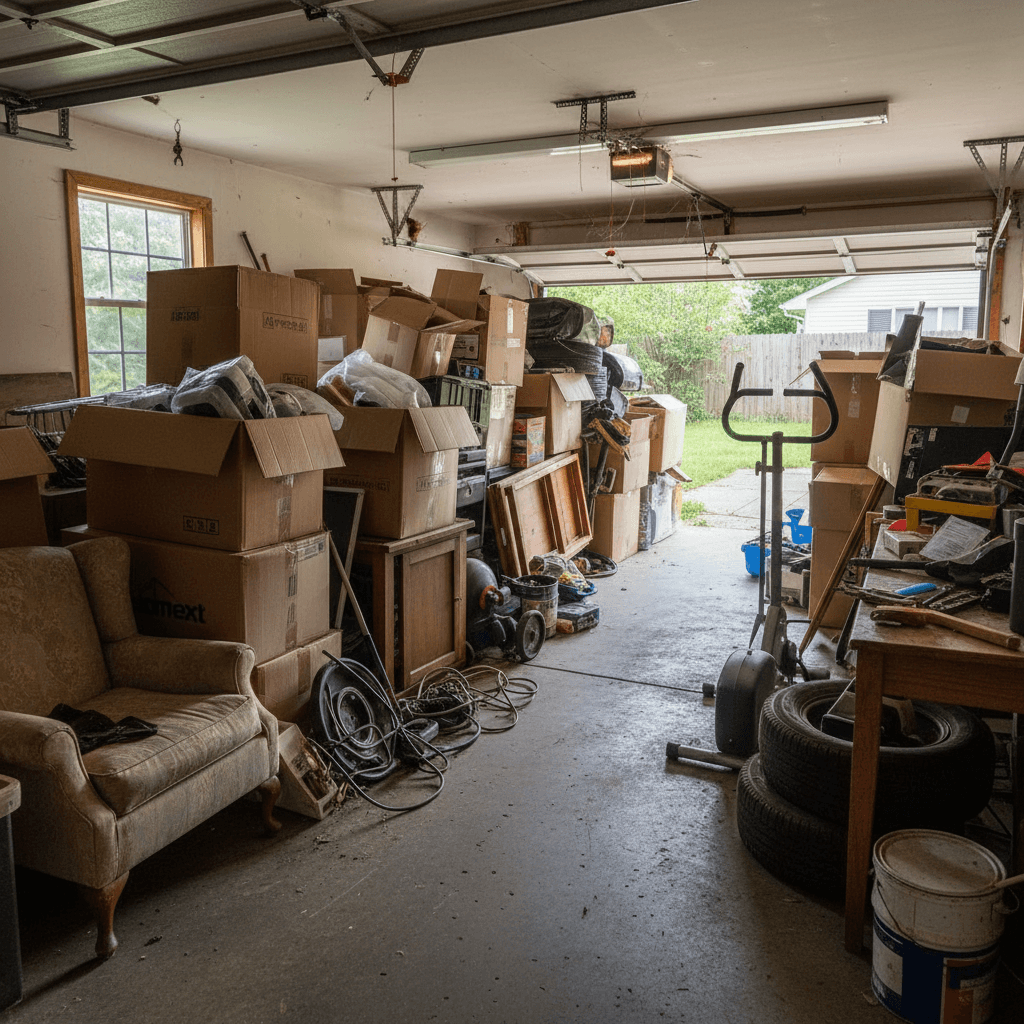 Garage before junk removal service